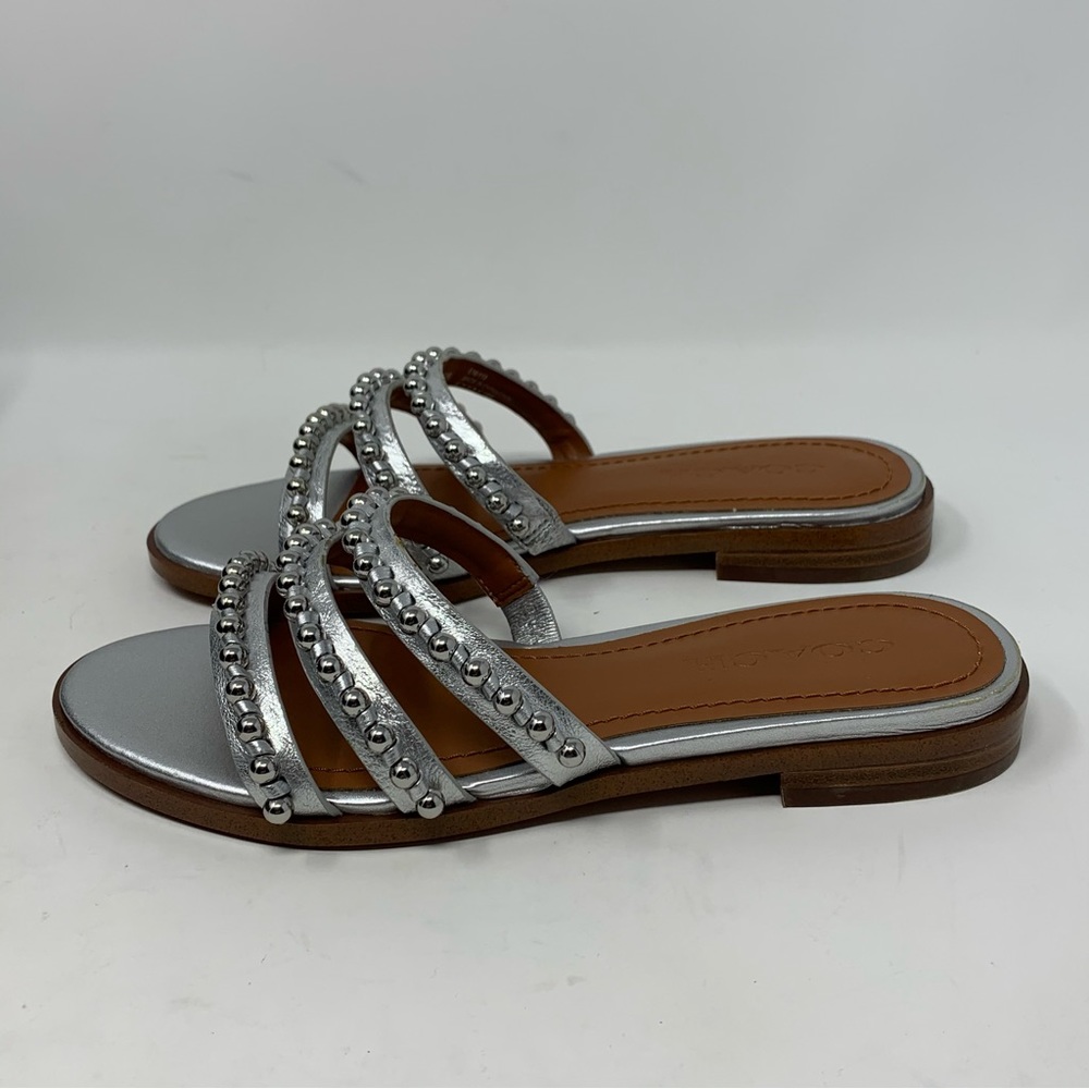 Coach NWT Isa Studded Leather Slide Silver Sandal Size 5 - Picture 8 of 10